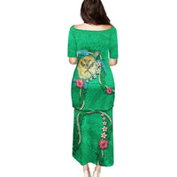 Hawaii Pikake and Maile Lei Puletasi Honu Polynesian Pattern Green Color LT03 - Polynesian Pride