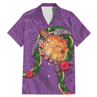 Hawaii Pikake and Maile Lei Family Matching Mermaid Dress and Hawaiian Shirt Honu Polynesian Pattern Pink Color LT03 Dad's Shirt - Short Sleeve Pink - Polynesian Pride