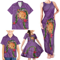 Hawaii Pikake and Maile Lei Family Matching Tank Maxi Dress and Hawaiian Shirt Honu Polynesian Pattern Pink Color LT03 - Polynesian Pride