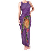Hawaii Pikake and Maile Lei Family Matching Tank Maxi Dress and Hawaiian Shirt Honu Polynesian Pattern Pink Color LT03 Mom's Dress Pink - Polynesian Pride