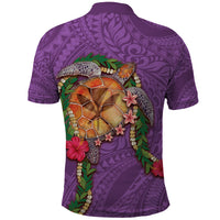 Hawaii Pikake and Maile Lei Polo Shirt Honu Polynesian Pattern Pink Color