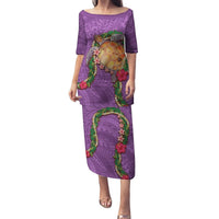 Hawaii Pikake and Maile Lei Puletasi Honu Polynesian Pattern Pink Color LT03 Long Dress Pink - Polynesian Pride