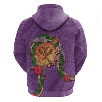 Hawaii Pikake and Maile Lei Zip Hoodie Honu Polynesian Pattern Pink Color