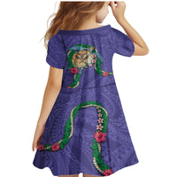 Hawaii Pikake and Maile Lei Family Matching Mermaid Dress and Hawaiian Shirt Honu Polynesian Pattern Purple Color LT03 - Polynesian Pride