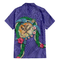 Hawaii Pikake and Maile Lei Family Matching Mermaid Dress and Hawaiian Shirt Honu Polynesian Pattern Purple Color LT03 - Polynesian Pride