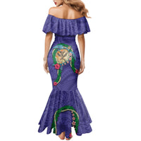 Hawaii Pikake and Maile Lei Family Matching Mermaid Dress and Hawaiian Shirt Honu Polynesian Pattern Purple Color LT03 - Polynesian Pride