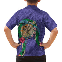 Hawaii Pikake and Maile Lei Family Matching Off Shoulder Maxi Dress and Hawaiian Shirt Honu Polynesian Pattern Purple Color LT03 - Polynesian Pride