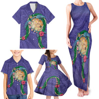 Hawaii Pikake and Maile Lei Family Matching Tank Maxi Dress and Hawaiian Shirt Honu Polynesian Pattern Purple Color LT03 - Polynesian Pride