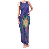 Hawaii Pikake and Maile Lei Family Matching Tank Maxi Dress and Hawaiian Shirt Honu Polynesian Pattern Purple Color LT03 Mom's Dress Purple - Polynesian Pride