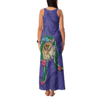 Hawaii Pikake and Maile Lei Family Matching Tank Maxi Dress and Hawaiian Shirt Honu Polynesian Pattern Purple Color LT03 - Polynesian Pride