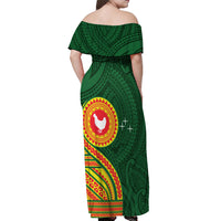 Manu'a Cession Day Off Shoulder Maxi Dress Polynesian Pattern