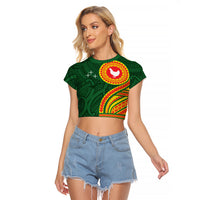 Manu'a Cession Day Raglan Cropped T Shirt Polynesian Pattern