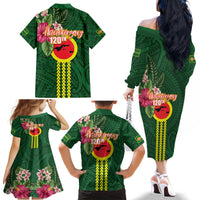 Manu'a Cession Day 120th Anniversary Family Matching Off The Shoulder Long Sleeve Dress and Hawaiian Shirt Polynesian Pattern and Hibiscus Flower LT03 - Polynesian Pride