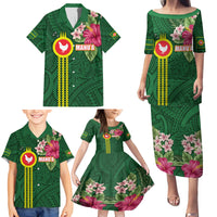 Manu'a Cession Day 120th Anniversary Family Matching Puletasi and Hawaiian Shirt Polynesian Pattern and Hibiscus Flower