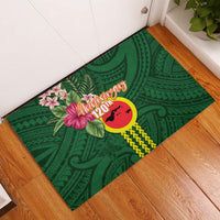 Manu'a Cession Day 120th Anniversary Rubber Doormat Polynesian Pattern and Hibiscus Flower