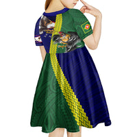 Manu'a Island and American Samoa Kid Short Sleeve Dress Rooster and Eagle Mascot