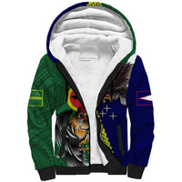 Manu'a Island and American Samoa Sherpa Hoodie Rooster and Eagle Mascot LT03 Unisex Green - Polynesian Pride