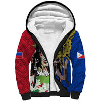Philippines Lapu-Lapu Sherpa Hoodie Filipino Sun Tattoo With Yakan Pattern LT03 Unisex Red - Polynesian Pride