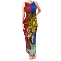 Philippines Lapu Lapu King Jasmine Flowers Family Matching Tank Maxi Dress and Hawaiian Shirt Filipino Sun Tattoo LT03 Mom's Dress Red - Polynesian Pride