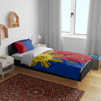 Philippines Sun Batok Tattoo Bedding Set Polynesian and Yakan Pattern