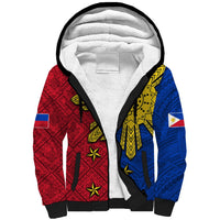 Philippines Sun Batok Tattoo Sherpa Hoodie Polynesian and Yakan Pattern