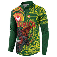 Proud of Manu'a Islands Button Sweatshirt Rooster and Polynesian Art Wing Style