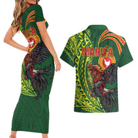 Proud of Manu'a Islands Couples Matching Short Sleeve Bodycon Dress and Hawaiian Shirt Rooster and Polynesian Art Wing Style LT03 - Polynesian Pride