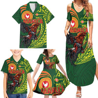 Proud of Manu'a Islands Family Matching Summer Maxi Dress and Hawaiian Shirt Rooster and Polynesian Art Wing Style LT03 - Polynesian Pride