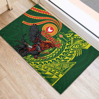Proud of Manu'a Islands Rubber Doormat Rooster and Polynesian Art Wing Style