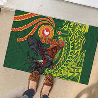 Proud of Manu'a Islands Rubber Doormat Rooster and Polynesian Art Wing Style