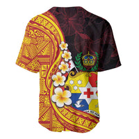 Tonga Culture Baseball Jersey Ngatu Pattern with Plumeria and Hibiscus LT03 - Polynesian Pride
