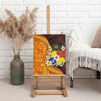 Tonga Culture Canvas Wall Art Ngatu Pattern with Plumeria and Hibiscus