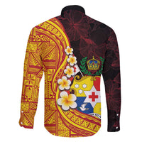 Tonga Culture Family Matching Off Shoulder Short Dress and Hawaiian Shirt Ngatu Pattern with Plumeria and Hibiscus LT03 - Polynesian Pride