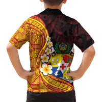 Tonga Culture Family Matching Summer Maxi Dress and Hawaiian Shirt Ngatu Pattern with Plumeria and Hibiscus LT03 - Polynesian Pride