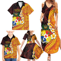 Tonga Culture Family Matching Summer Maxi Dress and Hawaiian Shirt Ngatu Pattern with Plumeria and Hibiscus LT03 - Polynesian Pride