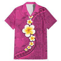 Polynesian Hibiscus and Plumeria with Tapa Pattern Family Matching Mermaid Dress and Hawaiian Shirt Pink Color LT03 Dad's Shirt - Short Sleeve Pink - Polynesian Pride