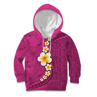 Polynesian Hibiscus and Plumeria with Tapa Pattern Kid Hoodie Pink Color LT03 Hoodie Pink - Polynesian Pride