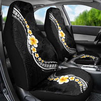 Pacific Hibiscus and Plumeria with Tapa Pattern Car Seat Cover Black Color LT03 - Polynesian Pride