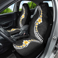 Pacific Hibiscus and Plumeria with Tapa Pattern Car Seat Cover Black Color LT03 - Polynesian Pride