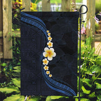 Pacific Hibiscus and Plumeria with Tapa Pattern Garden Flag Dark Blue Color LT03 Garden Flag Blue - Polynesian Pride
