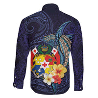 Tonga Vava'u Humpback Whale Blue Water Family Matching Off Shoulder Short Dress and Hawaiian Shirt Polynesian Hibiscus Flowers LT03 - Polynesian Pride