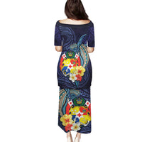 Tonga Vava'u Humpback Whale Blue Water Family Matching Puletasi and Hawaiian Shirt Polynesian Hibiscus Flowers LT03 - Polynesian Pride