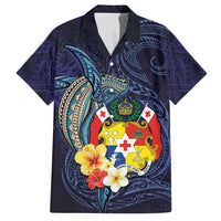 Tonga Vava'u Humpback Whale Blue Water Family Matching Tank Maxi Dress and Hawaiian Shirt Polynesian Hibiscus Flowers LT03 Dad's Shirt - Short Sleeve Blue - Polynesian Pride