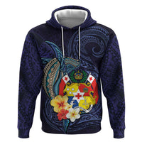 Tonga Vava'u Humpback Whale Blue Water Zip Hoodie Polynesian Hibiscus Flowers