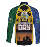 Solomon Islands Remembrance Day Family Matching Long Sleeve Bodycon Dress and Hawaiian Shirt Lest We Forget and Polynesian Tattoo Pattern