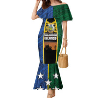 Solomon Islands Remembrance Day Family Matching Mermaid Dress and Hawaiian Shirt Lest We Forget and Polynesian Tattoo Pattern