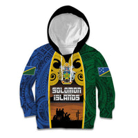 Solomon Islands Remembrance Day Kid Hoodie Lest We Forget and Polynesian Tattoo Pattern LT03 Hoodie Black - Polynesian Pride