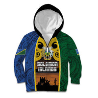 Solomon Islands Remembrance Day Kid Hoodie Lest We Forget and Polynesian Tattoo Pattern LT03 Zip Hoodie Black - Polynesian Pride