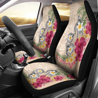 Hawaiian Tropical Flowers and Tribal Turtles Car Seat Cover Polynesian Art Motifs Beige Color LT03 - Polynesian Pride