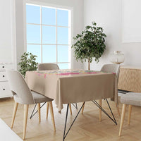 Hawaiian Tropical Flowers and Tribal Turtles Tablecloth Polynesian Art Motifs Beige Color - Polynesian Pride